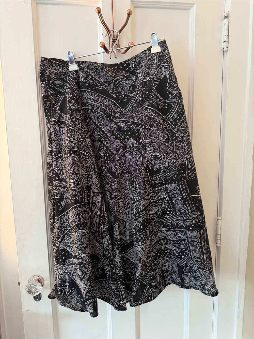 Charter Club Black and White Paisley A-Line Skirt
